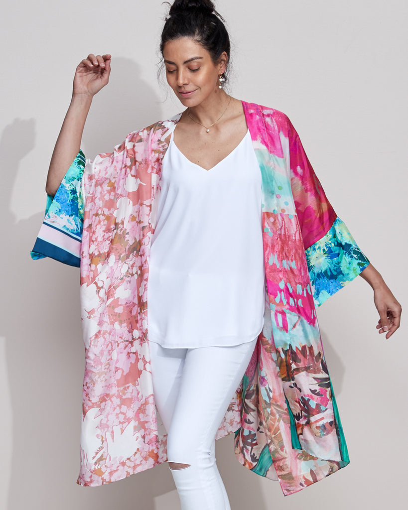 Silk Kimono - Vivid Posie