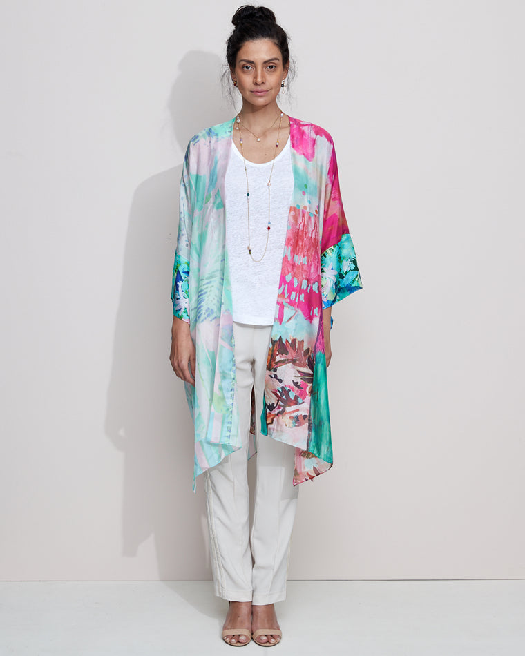 Silk Kimono - Vivid Fern