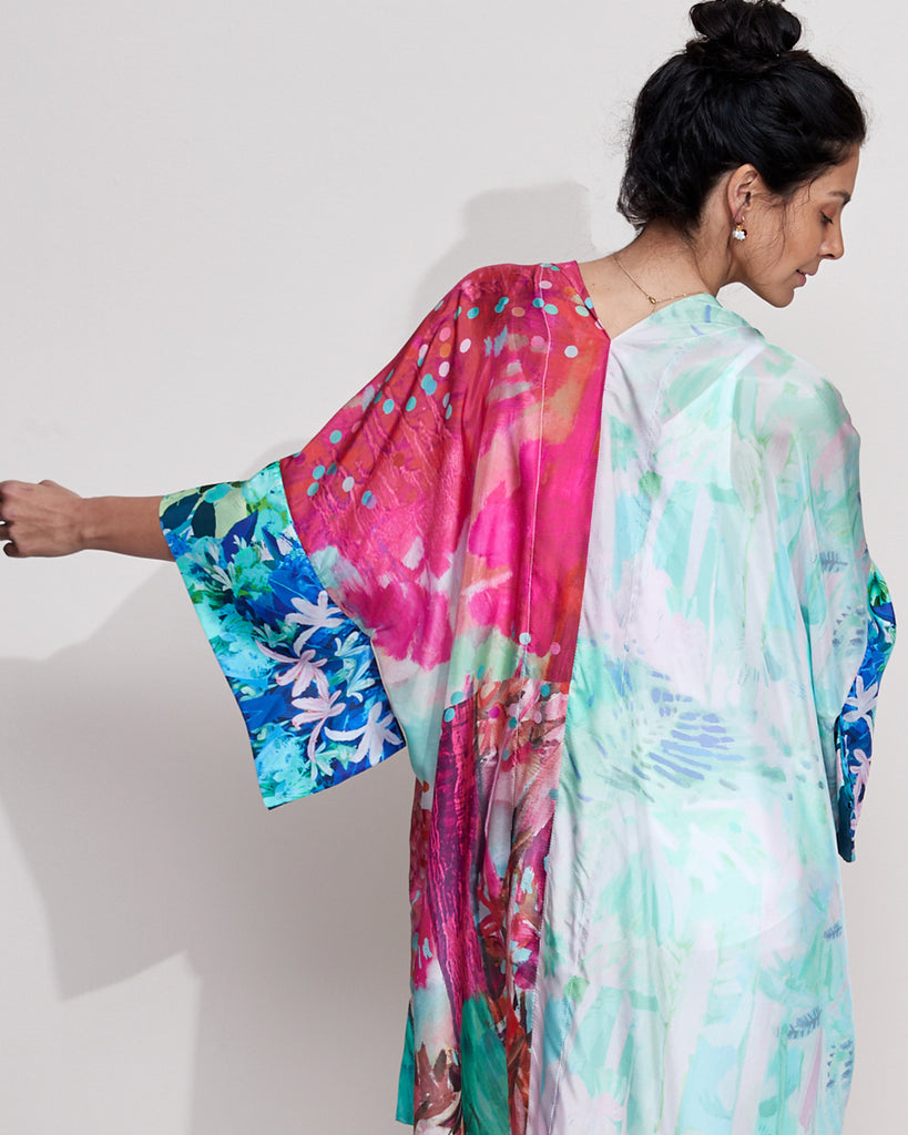 Silk Kimono - Vivid Fern