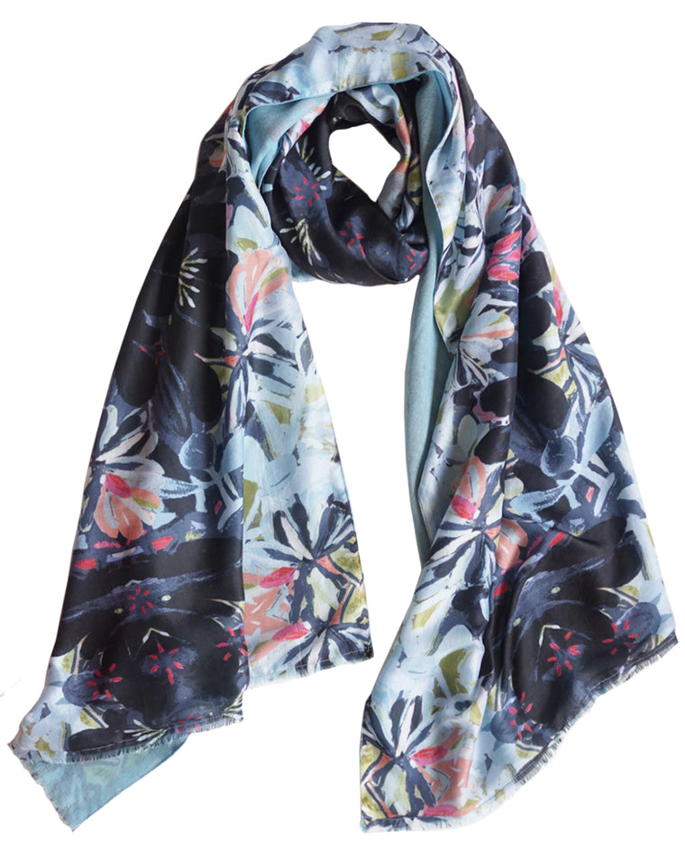 Tangle - Silk scarf with wool backing
